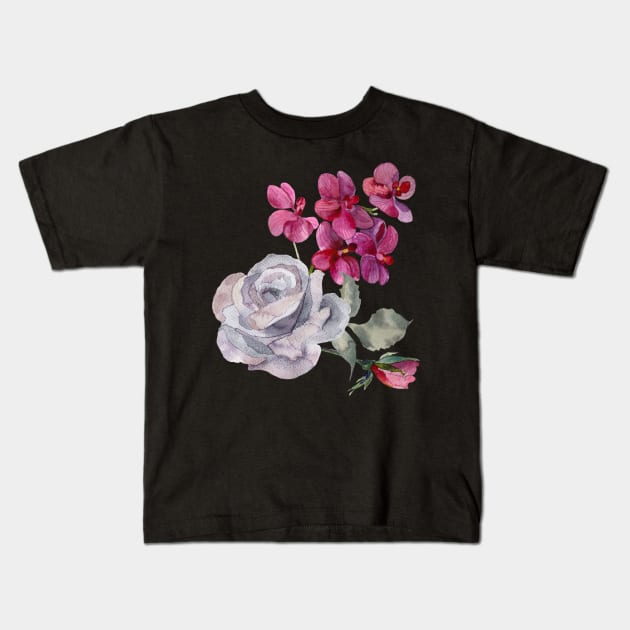 orchid and rose Kids T-Shirt by Irina_Reznikova